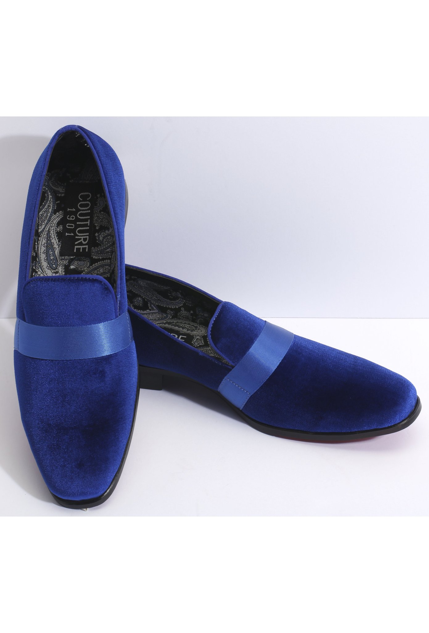Couture Royal Blue Velvet Shoes - Top Hat Tuxedo